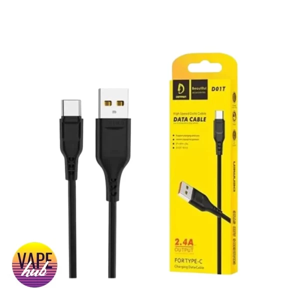 Дата кабель - DENMEN D01T 2.4 A Type C Black — купить