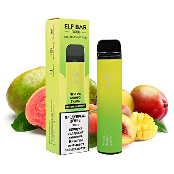 Одноразова POD система ELF BAR 3600 Peach Mango Guava на 3600 затяжок — купити