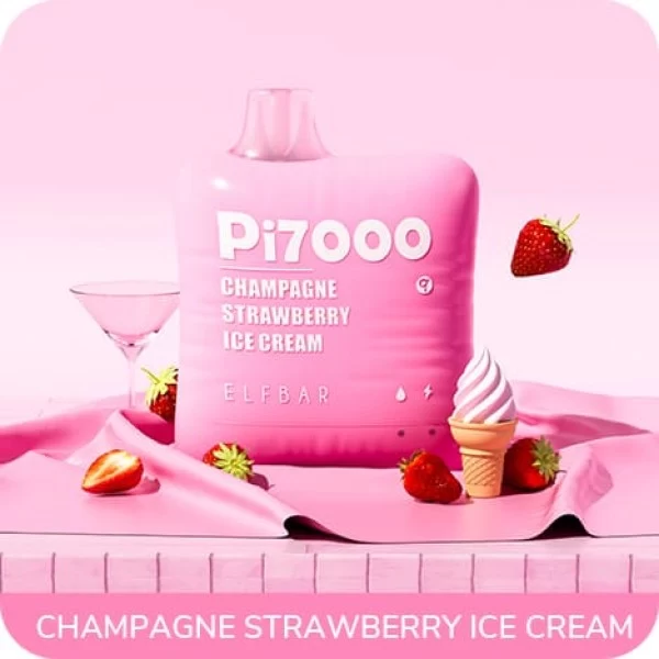 Одноразова POD система ELF BAR Pi7000 Champagne Strawberry Ice Cream на 7000 затяжок — купити