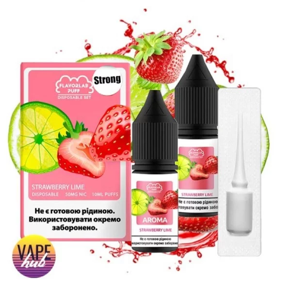 Набір Flavorlab Disposable Puff Strong 10 мл 50 мг - Srtawberry Lime — купити
