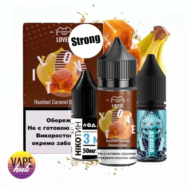 Набір Flavorlab Love it Strong 30 мл 50 мг - Hazelnut Caramel Banana Cream — купити